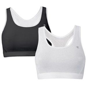 2 Pack Champion Racerback Reversible Sports Bra Black/White | Size M